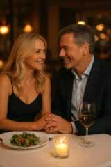 Middle Aged couple having a romantic dinner together